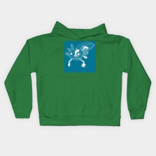 kawaii axolotl in totonac xochimilco pattern style ecopop blue Kids Hoodie